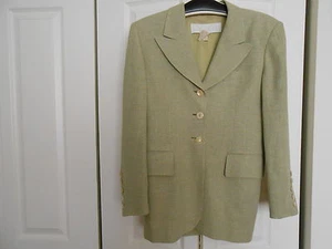ESCADA TAUPE/YELLOW CHECK BLAZER--SIZE 38 - Picture 1 of 1