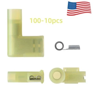 12-10 AWG 90 Degree Nylon Flag Spade Terminals Female Crimp Connectors Insulated - Picture 1 of 14