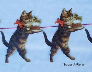 Ghirlanda Fregio Mamelok - 10 Fustelle Gatto e Natale Figgy Pudding 9' Cord R86 - Foto 1 di 3