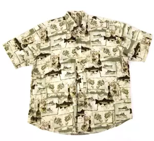Royal Palm Men's Fishing Shirt Graphics Button Up Short Sleeve Size L 42-44 - Picture 1 of 13