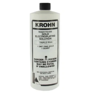 Krohn Rose Gold Plating Solution 14 Karat Triple Pink Electroplating One Quart - Picture 1 of 6