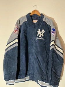 New York Yankees G-3/Carl Banks Blue & Black Leather Suede Jacket 3XL/3XG - Bild 1 von 5