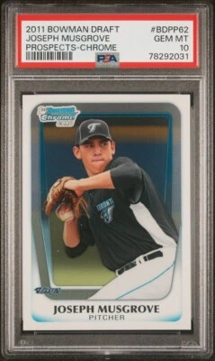 2011 Bowman Draft Chrome Joe Musgrove Rookie RC PSA 10 Gem Mint Low Pop 2 - Image 1 of 3