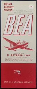 Vintage BEA Timetable, 31-10-1948, G9, Britain To Germany & Austria Advance Copy - Picture 1 of 5