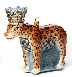 MACKENZIE CHILDS  Glass Ornament - LEOPARD KING - Picture 1 of 2