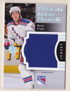 07-08 UD Ultimate Marc Staal /200 Jersey Debut Threads NY Rangers 2007