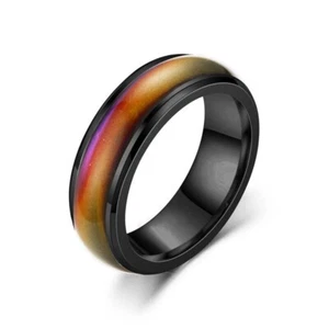 Stainless Steel Non-Tarnish Color Changing Mood Ring Temperature Women Men R48 - Picture 1 of 10