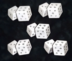 Rolling Dice Metal Alloy Conchos 5 Total  1 1/2" x 1" - Picture 1 of 4