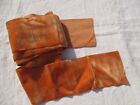 Large ruban de velours de soie ancien XIXe orange 2,57 m x 7,5 cm