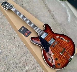 lefty left handed hand electric guitar jazz guitar 22 frets hollow body F holes - Picture 1 of 4
