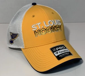 St. Louis Blues Hat Fanatics Yellow Hockey NHL SnapBack Mesh Trucker - Picture 1 of 11