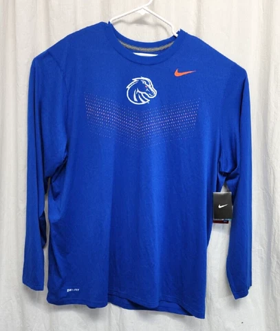 NWT Nike Boise State Broncos Dri Fit Long Sleeve Shirt Blue Size XXL 2XL Cover