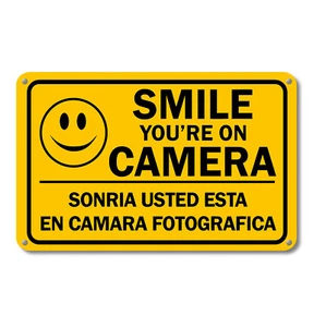 Panneau Smile You are on Camera panneaux vidéo sécurité surveillance anglais espagnol - Photo 1/7
