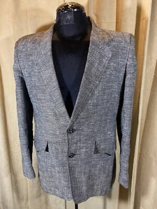Mens Vtg 70s Pioneer Wear Western Blazer Size 40R Gray Flecked 2 Button - Picture 1 of 10