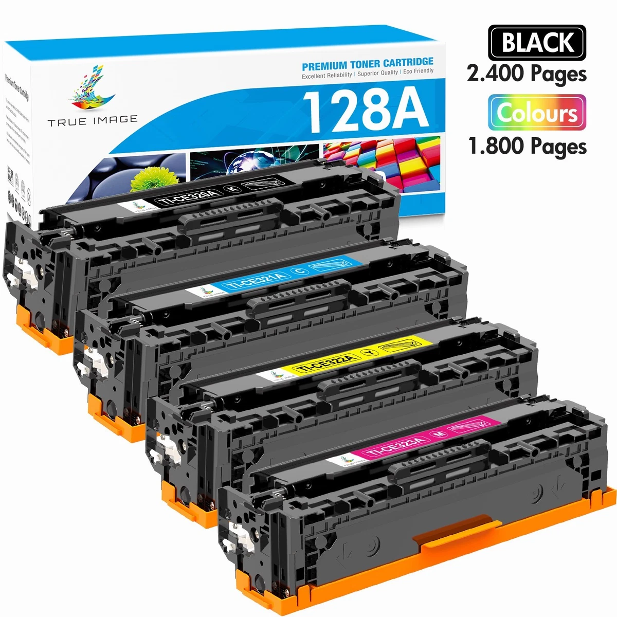 5-Pack High Yield CB540A 125A Toner Cartridges Set For HP Color LaserJet Printers