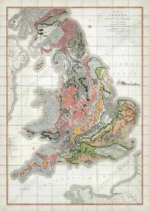 antique first geological map England Wales Britain W Smith 1815 art print poster - Picture 1 of 13