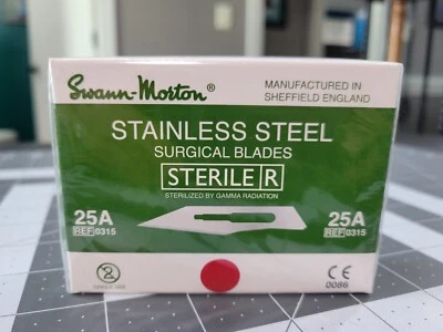 New, Sealed Swann-Morton 25A Stainless Steel Surgical Blades, Pack Of 100 - Image 1 of 4
