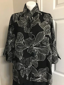 IC By Connie K Black & White Floral Jacket 44 Bust NWT See DESCRIPTION - Picture 1 of 4