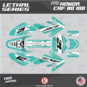 Kit de gráficos para HONDA CRF80 CRF100 (2004-2016) Lethal Series - verde azulado - Imagen 1 de 6