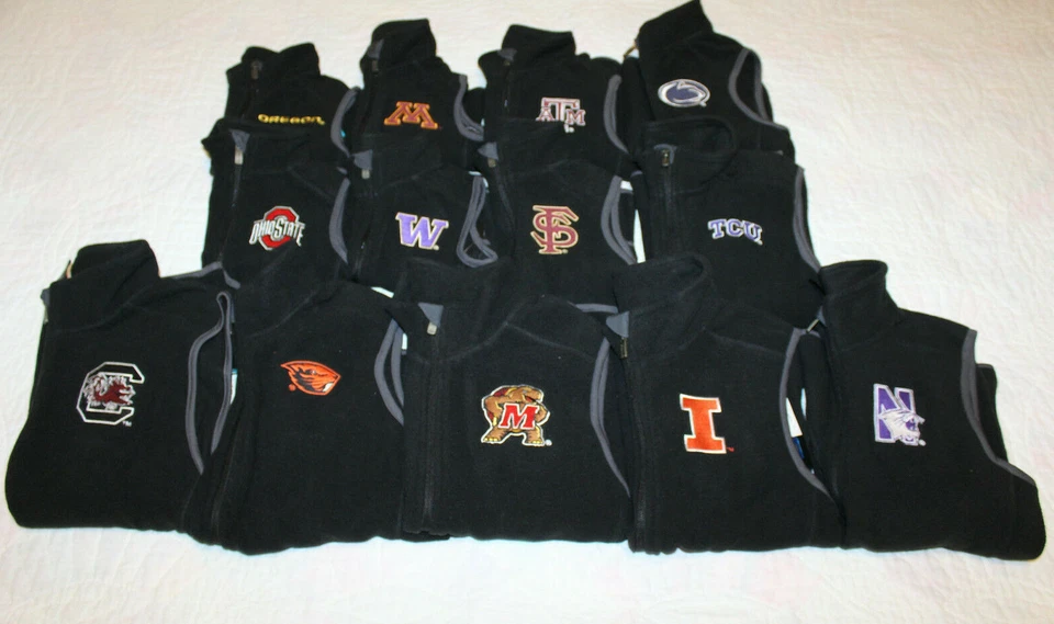 NWT Boys NCAA Black Polar Fleece Zip Front Vest Multiple Teams & Sizes 4-16 - Image 1 of 1