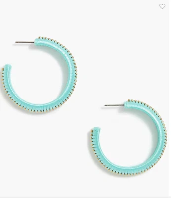 NUEVO CON ETIQUETAS J.CREW ❤️ PENDIENTES DE ARO ENVUELTOS MENTA VERDE BRILLANTE AQUA CON BOLSA J.CREW BONITO REGALO Foto 1 de 3