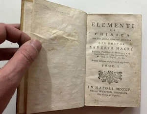 ELEMENTI DI CHIMICA SAVERIO MACRI TOMO I NAPOLI SIMONIANA 1805 - Imagen 1 de 2