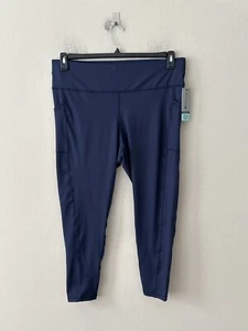 NWT! Ideology Sz 2X Plus Size 7/8 Length High Rise Leggings w/ Side Pockets Navy - Picture 1 of 6