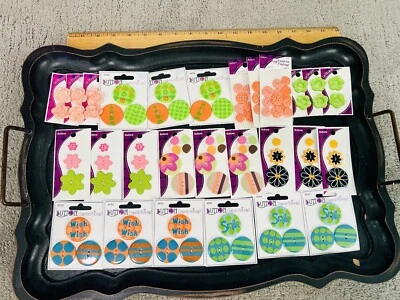 27 Cards Novelty Buttons Blumenthal Lansing Sewing Crafts Mix Bright Colors - Image 1 of 4