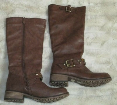 Via Pinky Collection Jayda-17 Marrón Talla 37 EE. UU. 6,5 Hebilla Tachonada Botas Moto Foto 1 de 4