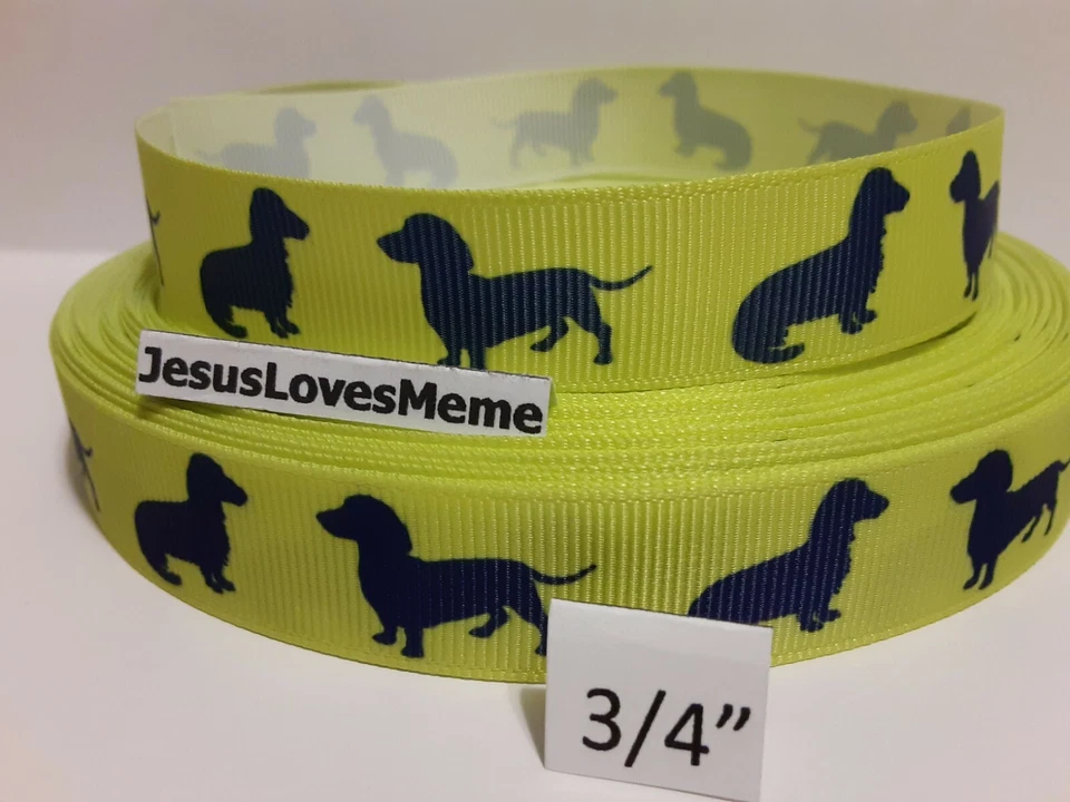 Grosgrain Ribbon Dachshund Dogs Weenie Dogs Silhouettes Fur Babies, 3/4" Wide - Image 1 of 1