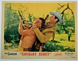 1951 Cavalry Scout, Rod Cameron, western, vintage movie lobby card