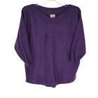CHICO'S Size Medium Touch of Cashmere Boat-Neck 3/4 sleeve Sweater Purple