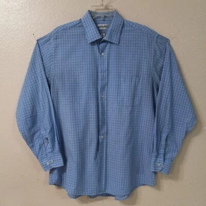 Van Heusen Dress Shirt Mens Size 34-35 /1 Blue Check Long Sleeve Button Up 5424 - Picture 1 of 7