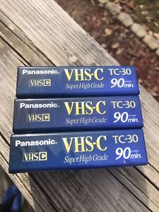 3 Pk Panasonic VHS-C TC-30 Super High Grade 90 Minute Camcorder Tapes NOS Sealed