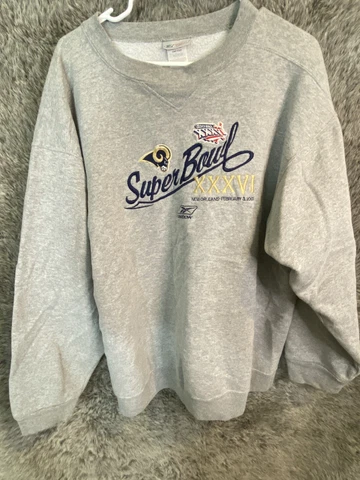 Ram’s Superbowl 36 Men XL Sweatshirt New Orleans Feb 3, 02 Reebok Embroidered Cover
