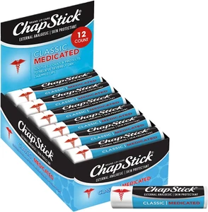 Chapstick Bulk Medicated Lip Balm 12-Pack – External Analgesic, Skin Protectant - Picture 1 of 12