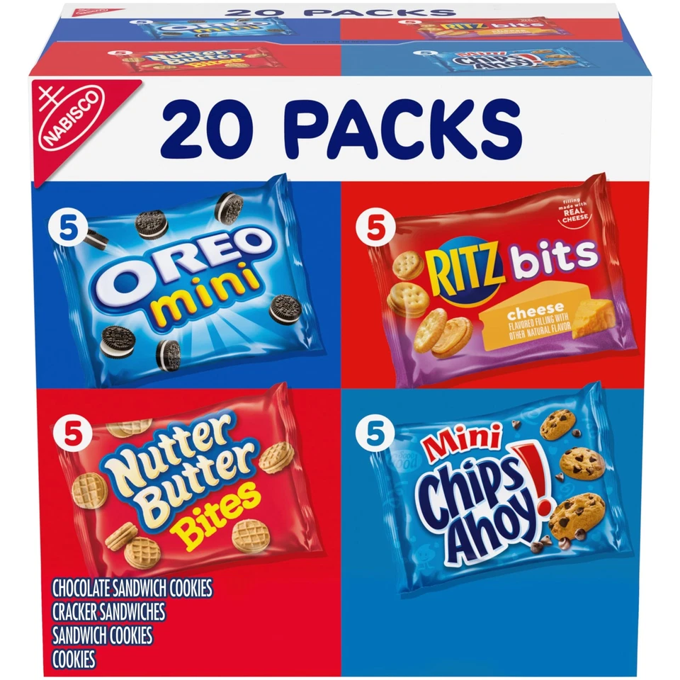 Nabisco Classic Mix Variety Pack Mini Oreo Chips Ahoy Ritz 20 Snack Packs