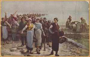 "The Return of the Oyster Fishers" Orig. by Francois Nicolas Augustin - Picture 1 of 2