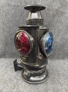 Vintage SOUTHERN PACIFIC LINES Railroad Lamp/Lantern 4 Way Signal Blue Red Glass - Picture 1 of 14