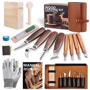 Wood Carving Kit Whittling Kit: Deluxe Wood Carving Tools Set with Leather Ca... - Imagen 1 de 7