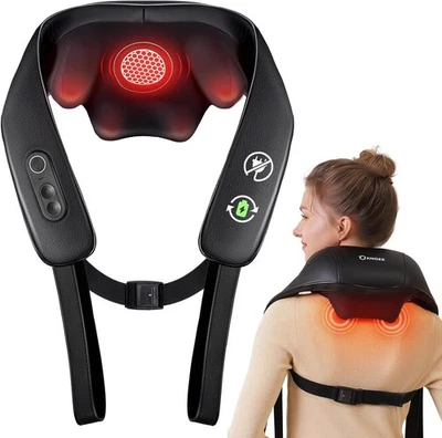 Masajeador inalámbrico Shiatsu espalda cuello hombro calor tejido profundo masaje amasar 4D Foto 1 de 4