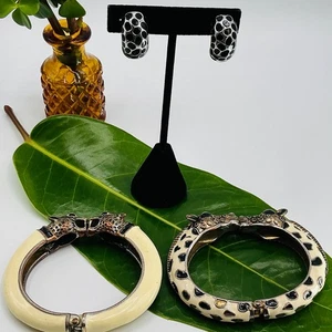 Vintage Schmuck Konvolut Armbänder Ohrclips Gepard Giraffe Tier - Bild 1 von 22