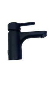 SCHÜTTE Waschtischarmatur Wasserhahn Bad mit Pop-Up Ventil, Schwarz matt - Bild 1 von 9