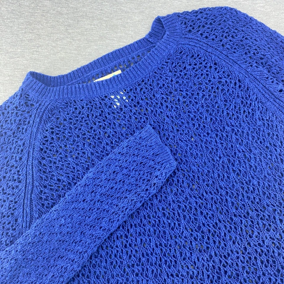 Suéter Top Caribbean Joe Para Mujer XL Azul Algodón Tejido Abierto Manga Larga Foto 1 de 4