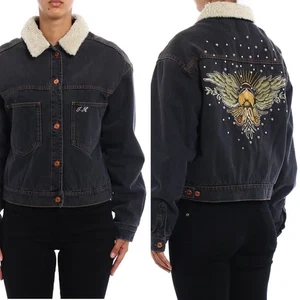 Chaqueta Isabel Marant Etoile Cassy Denim Piel Sintética Bordada Talla 42 - Imagen 1 de 9