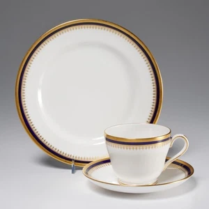Spode Knightsbridge Salad Plate Teacup Cup Saucer Cobalt Blue Gold Trim 3 pc Lot - Picture 1 of 6