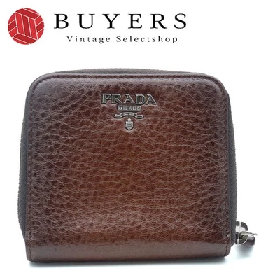 Б/у складной бумажник Prada Bi 1M0522 кожа КАКАО коричневый серебристый фурнитура компактный Rou - Изображение 1 из 4