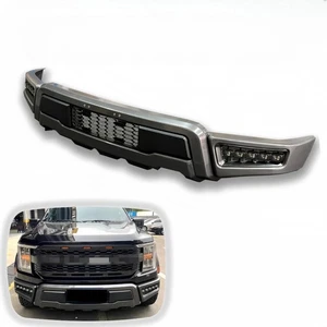  For 2021-2023 F150 F-150 Gloss Black Raptor Style W/LED Lights Front Bumper - Bild 1 von 9