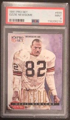 Ozzie Newsome #699 1991 Pro Set PSA 9 Mint Graded Card - Image 1 of 3