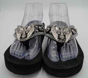 Womens Montana West Rhinestone & Cross Flip Flops Size 8 - Picture 1 of 11